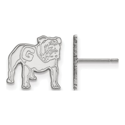 University of Georgia 10K White Gold Bulldog Small Stud Earrings