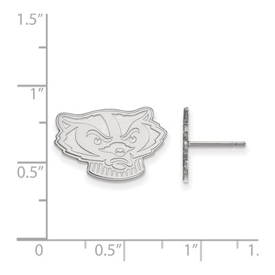 University of Wisconsin 10K White Gold Badger Small Stud Earrings – view 2
