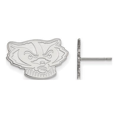 University of Wisconsin 10K White Gold Badger Small Stud Earrings