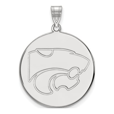 Kansas State University 10K White Gold Wildcat Extra Large Disc Pendant
