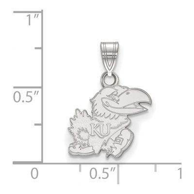 University of Kansas 10K White Gold Jayhawk Small Pendant – view 2