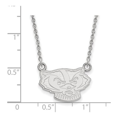 University of Wisconsin 10K White Gold Badger Small Necklace – view 2