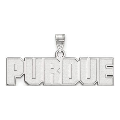Purdue University 10K White Gold Block Type Small Pendant