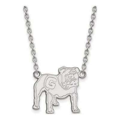 University of Georgia 10K White Gold Bulldog Large Necklace