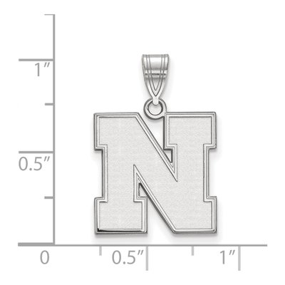 University of Nebraska 10K White Gold Medium Letter N Pendant – view 2