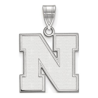 University of Nebraska 10K White Gold Medium Letter N Pendant