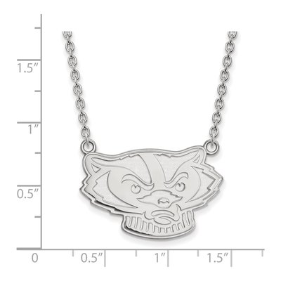 University of Wisconsin 10K White Gold Badger Large Necklace – view 2