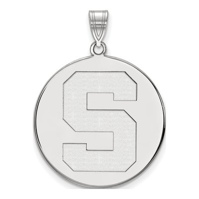 Michigan State University 10K White Gold Extra Large Disc Letter S Pendant