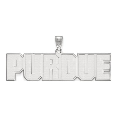 Purdue University 10K White Gold Block Type Large Pendant