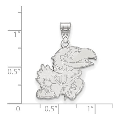 University of Kansas 10K White Gold Jayhawk Large Pendant – view 2