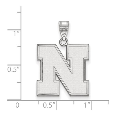 University of Nebraska 10K White Gold Large Letter N Pendant – view 2