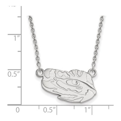 Louisiana State University 10K White Gold Tiger Eye Small Necklace – view 2