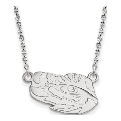 Louisiana State University 10K White Gold Tiger Eye Small Necklace