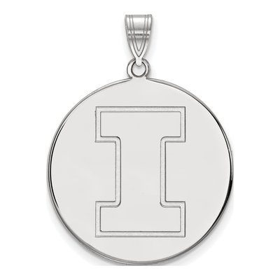 University of Illinois 10K White Gold Letter I Extra Large Disc Pendant