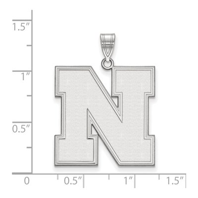 University of Nebraska 10K White Gold Extra Large Letter N Pendant – view 2