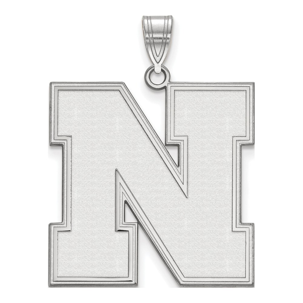 10K White Gold Logoart University Of Nebraska Letter N Extra Large Pendant