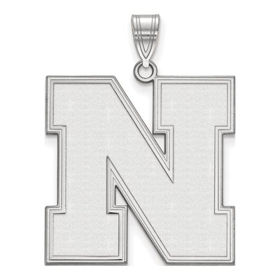 University of Nebraska 10K White Gold Extra Large Letter N Pendant