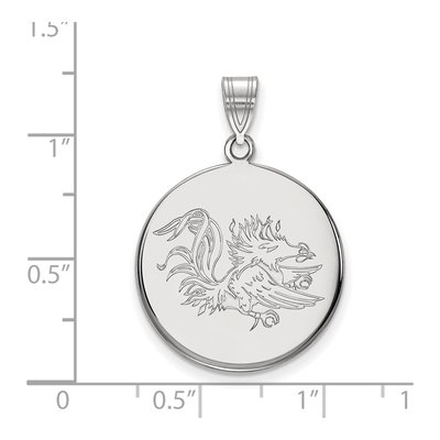 University of South Carolina 10K White Gold Gamecock Large Disc Pendant – view 2