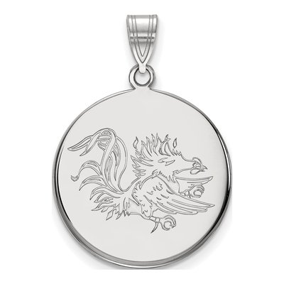 University of South Carolina 10K White Gold Gamecock Large Disc Pendant
