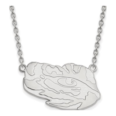 Louisiana State University 10K White Gold Tiger Eye Large Necklace