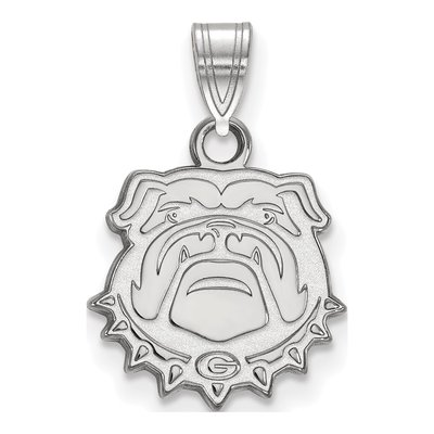 University of Georgia 10K White Gold Bulldog Small Pendant