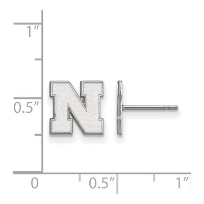 University of Nebraska 10K White Gold Letter N Stud Earrings – view 2