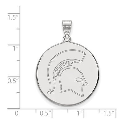 Michigan State University 10K White Gold Spartan Extra Large Disc Pendant – view 2