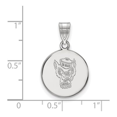 North Carolina State University 10K White Gold Wolf Medium Disc Pendant – view 2