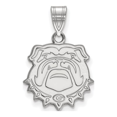 University of Georgia 10K White Gold Bulldog Medium Pendant