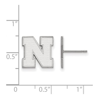 University of Nebraska 10K White Gold Small Letter N Stud Earrings – view 2