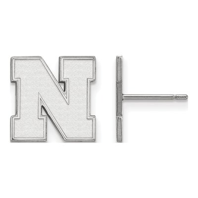 University of Nebraska 10K White Gold Small Letter N Stud Earrings