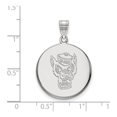 North Carolina State University 10K White Gold Wolf Large Disc Pendant – view 2