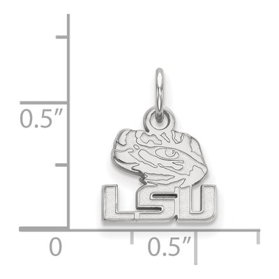 Louisiana State University 10K White Gold L-S-U Tiger Eye Extra Small Pendant – view 2