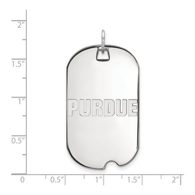 Purdue University 10K White Gold Block Type Large Dog Tag Pendant – view 2