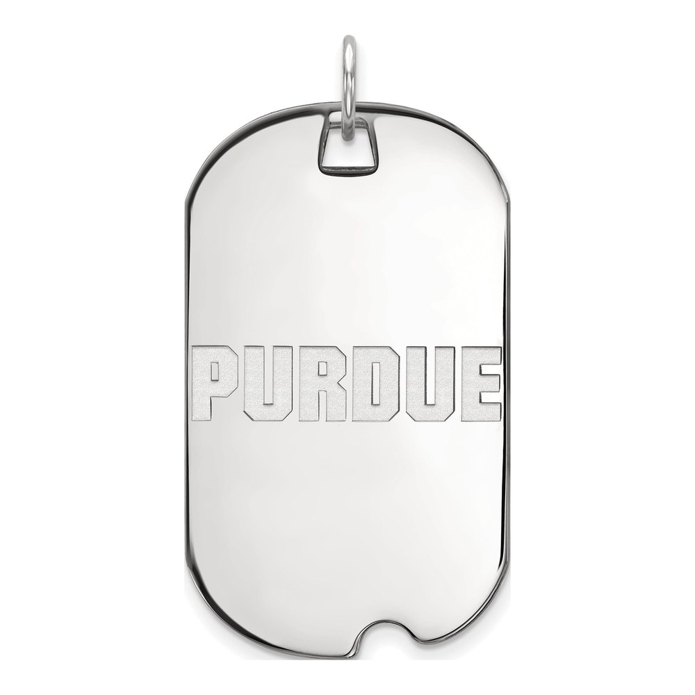Purdue University 10K White Gold Block Type Large Dog Tag Pendant