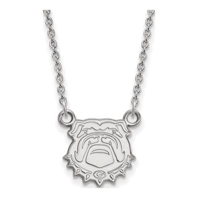 University of Georgia 10K White Gold Bulldog Small Necklace