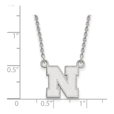 University of Nebraska 10K White Gold Small Letter N Necklace – view 2