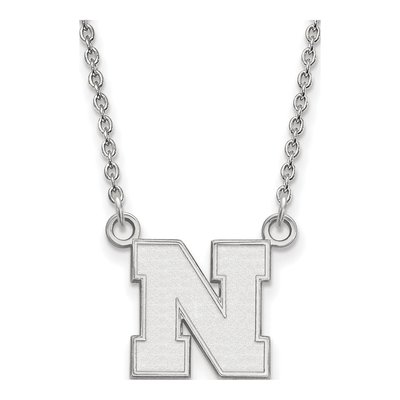 University of Nebraska 10K White Gold Small Letter N Necklace