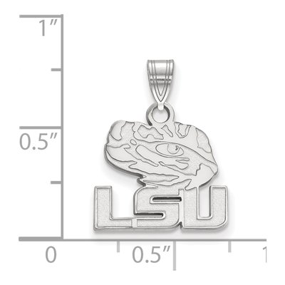 Louisiana State University 10K White Gold L-S-U Tiger Eye Small Pendant – view 2