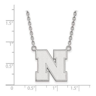 University of Nebraska 10K White Gold Large Letter N Necklace – view 2