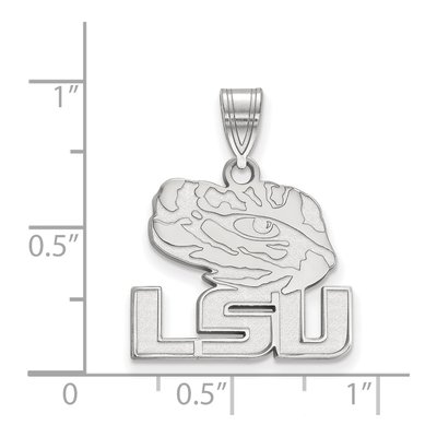 Louisiana State University 10K White Gold L-S-U Tiger Eye Medium Pendant – view 2