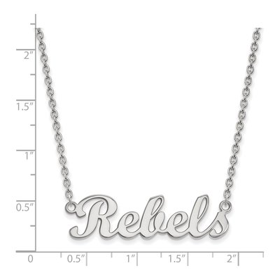 University of Mississippi 10K White Gold Small Rebels Script Bar Necklace – view 2