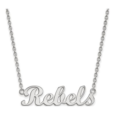 University of Mississippi 10K White Gold Small Rebels Script Bar Necklace