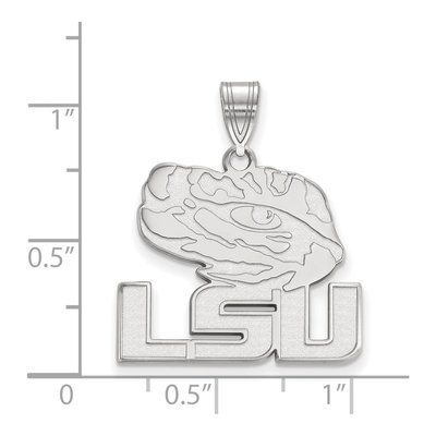 Louisiana State University 10K White Gold L-S-U Tiger Eye Large Pendant – view 2