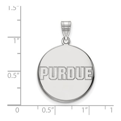 Purdue University 10K White Gold Block Type Large Disc Pendant – view 2