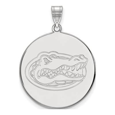 University of Florida 10K White Gold Gator Extra Large Disc Pendant