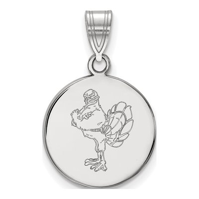 Virginia Tech 10K White Gold Hokiebird Medium Disc Pendant