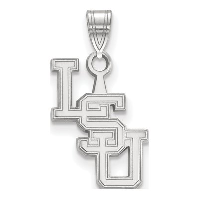 Louisiana State University 10K White Gold L-S-U Small Pendant