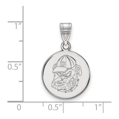 University of Georgia 10K White Gold Bulldog Medium Disc Pendant – view 2