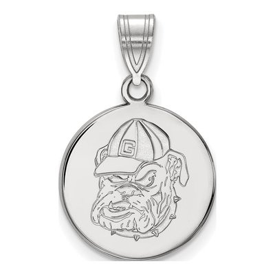 University of Georgia 10K White Gold Bulldog Medium Disc Pendant